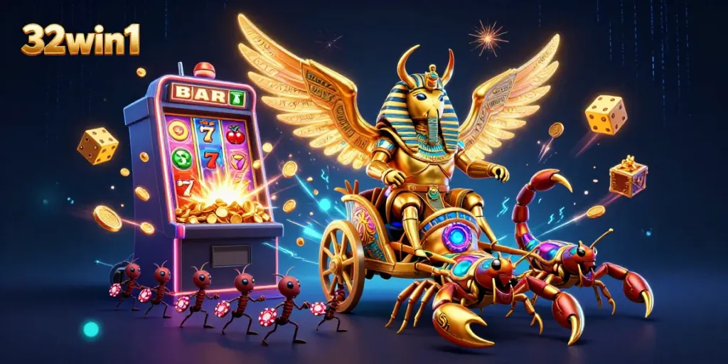 Experience exciting gameplay at 32win1 with a vivid jackpot scene featuring thrilling casino elements.