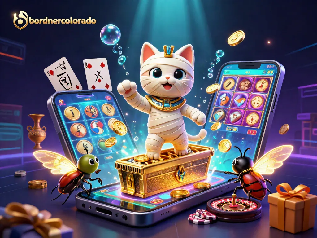 Experience exciting gameplay at bordnercolorado with an Egyptian mummy cat in a dazzling casino scene.