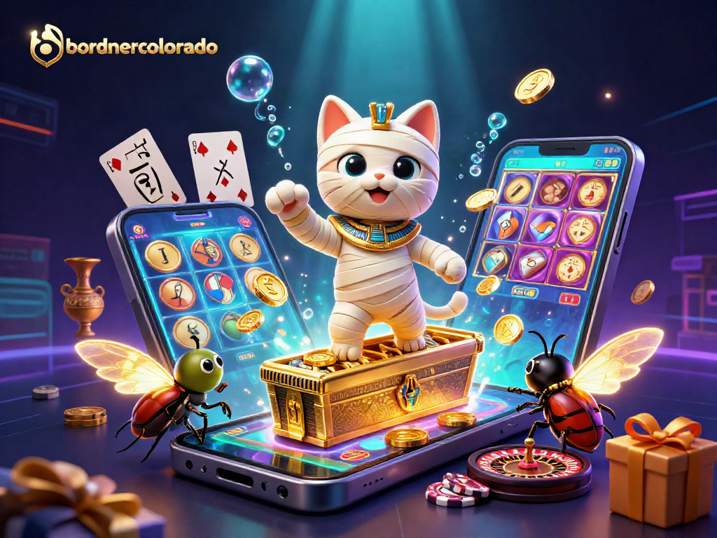 Experience exciting gameplay at bordnercolorado with an Egyptian mummy cat in a dazzling casino scene.