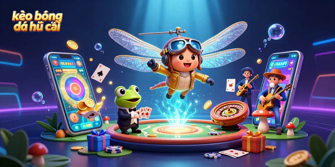 Engaging illustration showcasing kèo bóng đá nhà cái with dynamic betting elements in a lively casino scene.