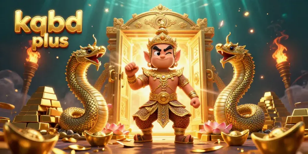 Experience the vibrant kqbd plus world with golden treasures and a dynamic guardian scene.