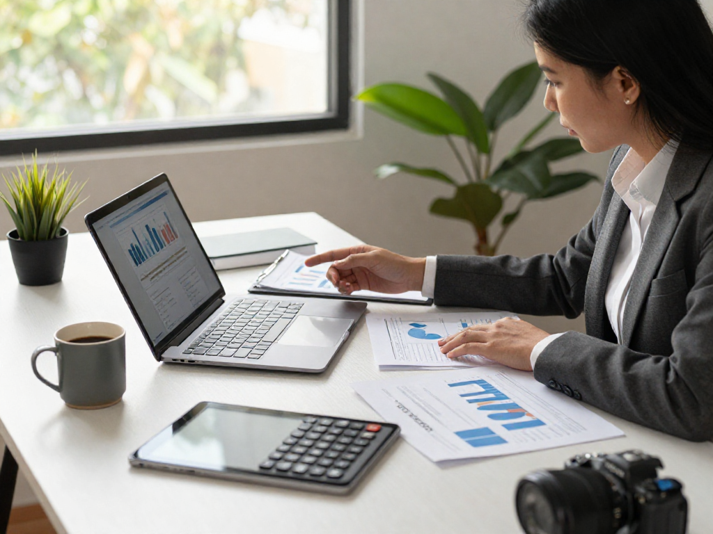 Professionele kantooromgeving met zakelijk kredietanalyse en financieringsopties.