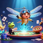 Engaging illustration showcasing kèo bóng đá nhà cái with dynamic betting elements in a lively casino scene.