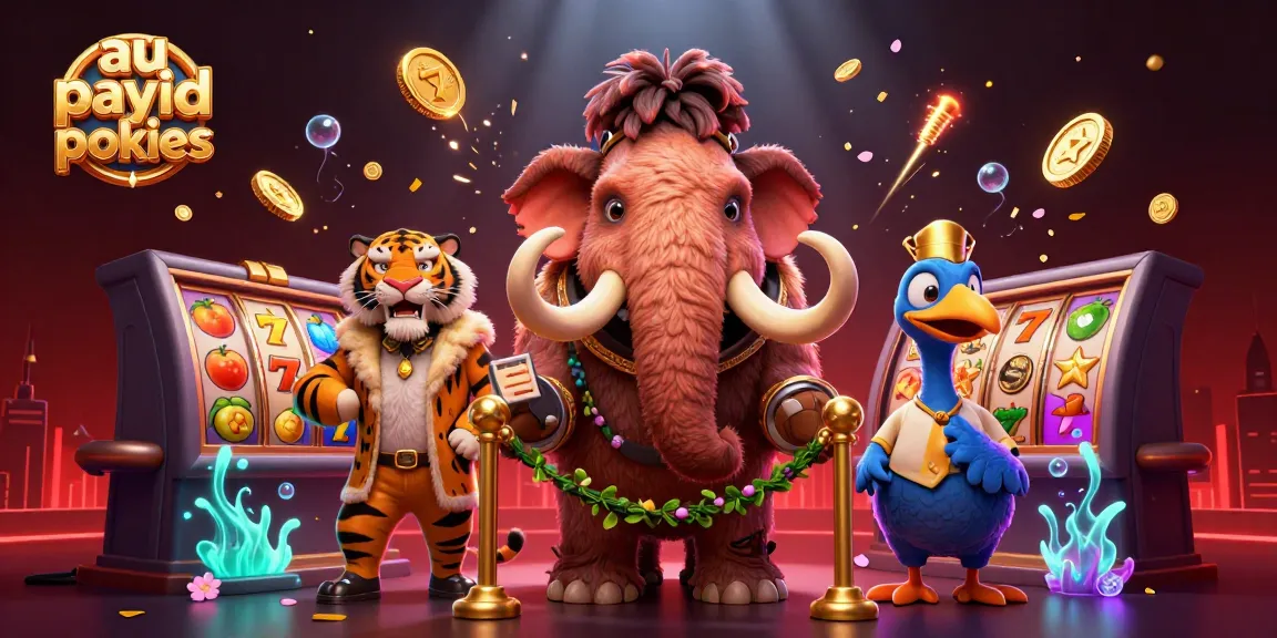 Engage with au payid pokies in a dynamic casino scene featuring a woolly mammoth bouncer.